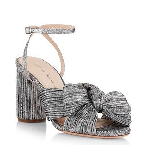 Loeffler Randall Camellia Pleated Knot Metallic Sandals
